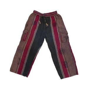 Boho Cargo Pants Handmade in Nepal Hippie 100% Cotton Free Size